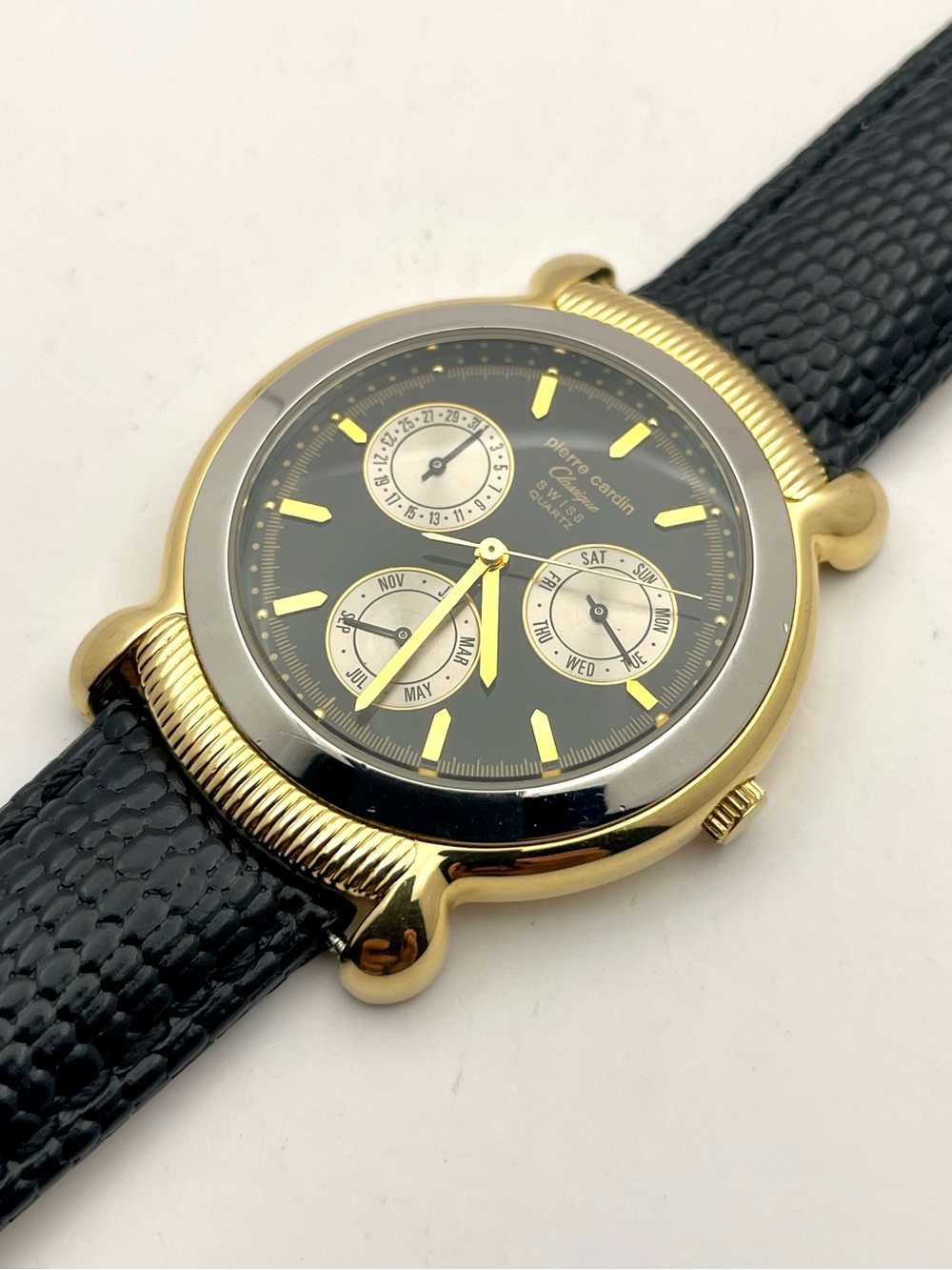 Pierre Cardin Classique Swiss 38mm Black Dial Men’s Chronograph - New Battery